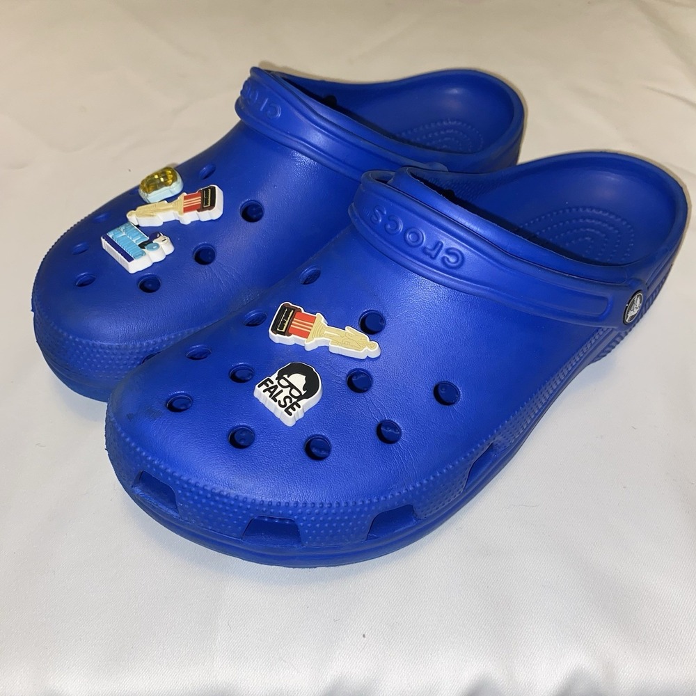 Crocs Royal Blue Men's Size 12‎ Jibbitz The Office Funny Humor